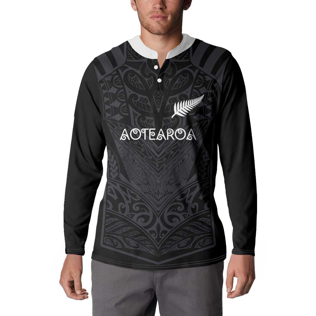 Custom Aotearoa Rugby Button Sweatshirt The Blacks-Sporty T90 Style - Aussie Hoodie