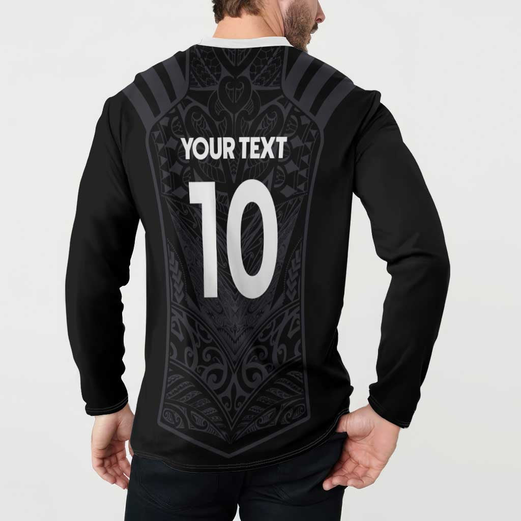 Custom Aotearoa Rugby Button Sweatshirt The Blacks-Sporty T90 Style - Aussie Hoodie