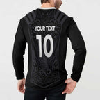 Custom Aotearoa Rugby Button Sweatshirt The Blacks-Sporty T90 Style - Aussie Hoodie