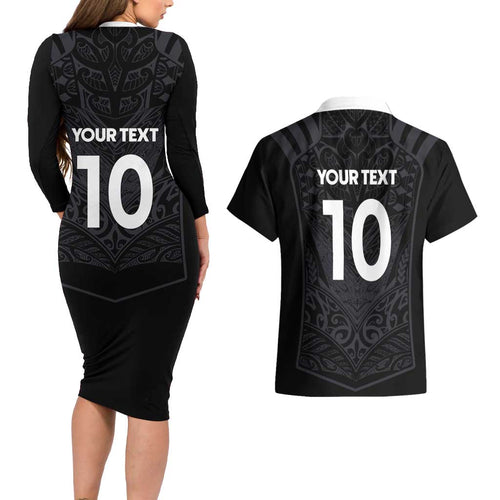 Custom Aotearoa Rugby Couples Matching Long Sleeve Bodycon Dress and Hawaiian Shirt The Blacks-Sporty T90 Style - Aussie Hoodie