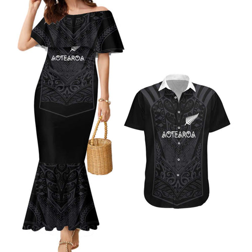 Custom Aotearoa Rugby Couples Matching Mermaid Dress and Hawaiian Shirt The Blacks-Sporty T90 Style - Aussie Hoodie