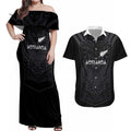 Custom Aotearoa Rugby Couples Matching Off Shoulder Maxi Dress and Hawaiian Shirt The Blacks-Sporty T90 Style - Aussie Hoodie