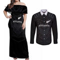 Custom Aotearoa Rugby Couples Matching Off Shoulder Maxi Dress and Long Sleeve Button Shirt The Blacks-Sporty T90 Style - Aussie Hoodie