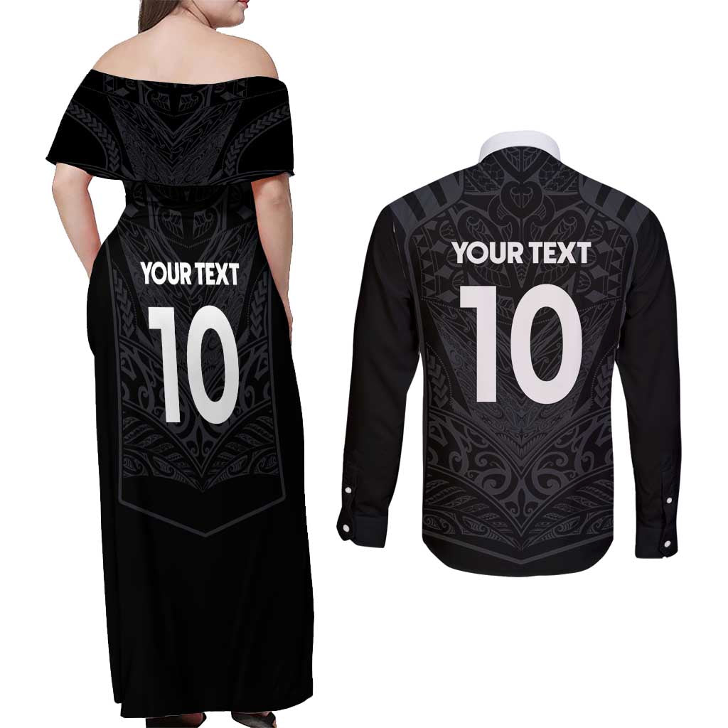 Custom Aotearoa Rugby Couples Matching Off Shoulder Maxi Dress and Long Sleeve Button Shirt The Blacks-Sporty T90 Style - Aussie Hoodie