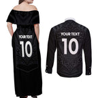 Custom Aotearoa Rugby Couples Matching Off Shoulder Maxi Dress and Long Sleeve Button Shirt The Blacks-Sporty T90 Style - Aussie Hoodie