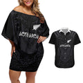 Custom Aotearoa Rugby Couples Matching Off Shoulder Short Dress and Hawaiian Shirt The Blacks-Sporty T90 Style - Aussie Hoodie
