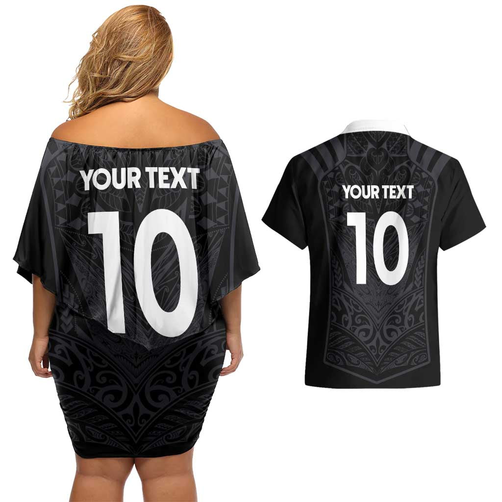Custom Aotearoa Rugby Couples Matching Off Shoulder Short Dress and Hawaiian Shirt The Blacks-Sporty T90 Style - Aussie Hoodie