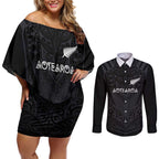 Custom Aotearoa Rugby Couples Matching Off Shoulder Short Dress and Long Sleeve Button Shirt The Blacks-Sporty T90 Style - Aussie Hoodie