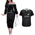 Custom Aotearoa Rugby Couples Matching Off The Shoulder Long Sleeve Dress and Hawaiian Shirt The Blacks-Sporty T90 Style - Aussie Hoodie