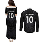 Custom Aotearoa Rugby Couples Matching Puletasi and Long Sleeve Button Shirt The Blacks-Sporty T90 Style - Aussie Hoodie