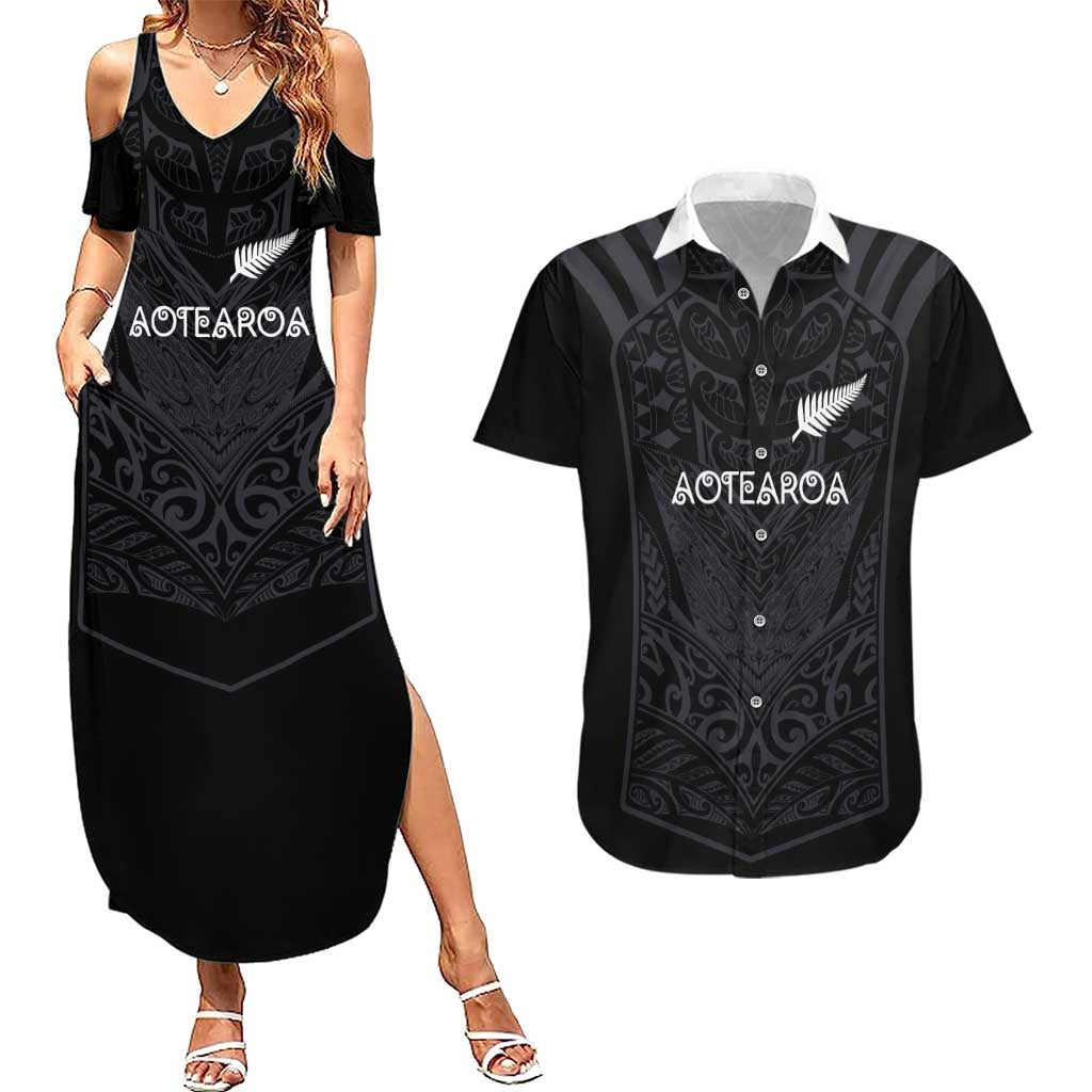 Custom Aotearoa Rugby Couples Matching Summer Maxi Dress and Hawaiian Shirt The Blacks-Sporty T90 Style - Aussie Hoodie