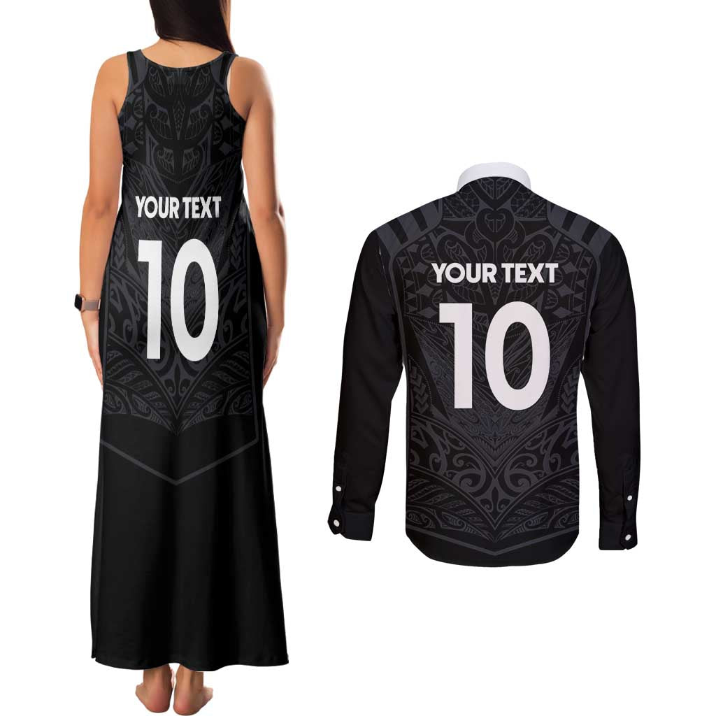 Custom Aotearoa Rugby Couples Matching Tank Maxi Dress and Long Sleeve Button Shirt The Blacks-Sporty T90 Style - Aussie Hoodie