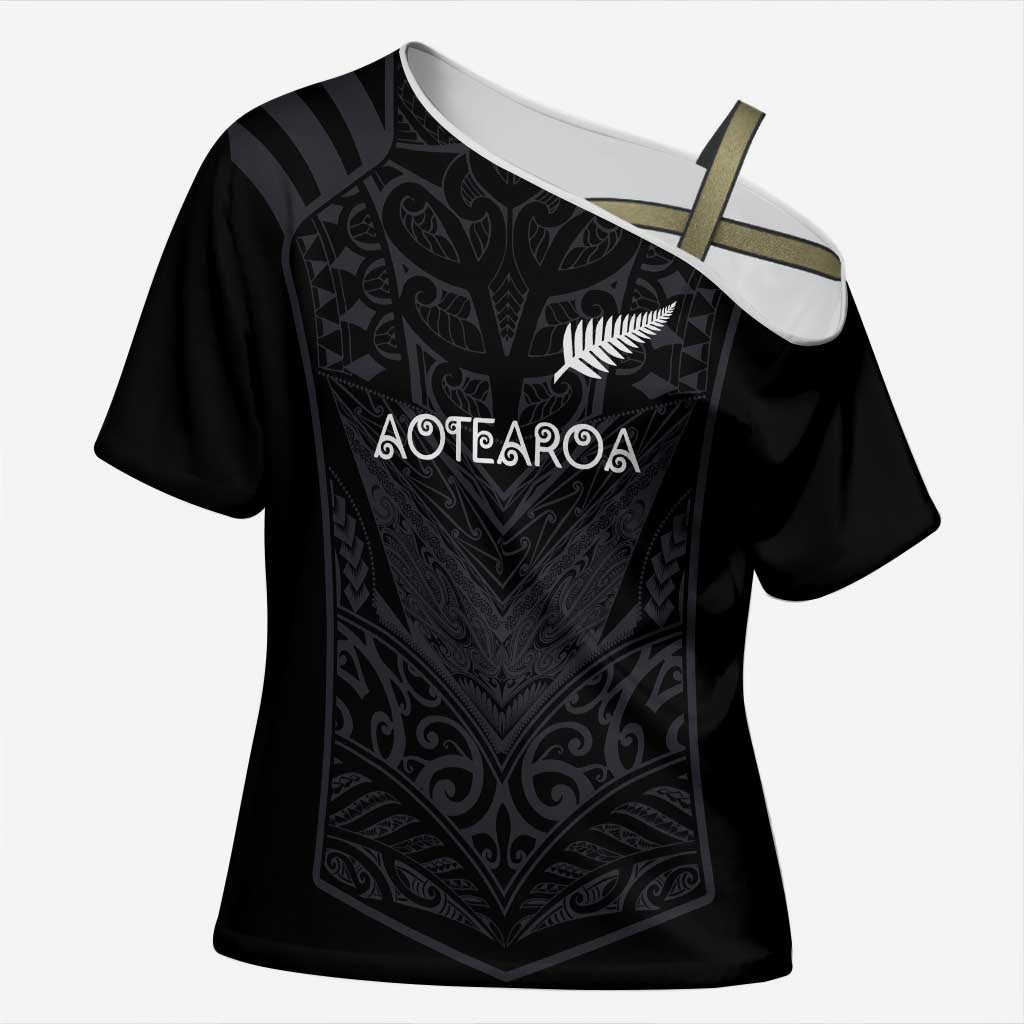 Custom Aotearoa Rugby Cross Shoulder Shirt The Blacks-Sporty T90 Style - Aussie Hoodie