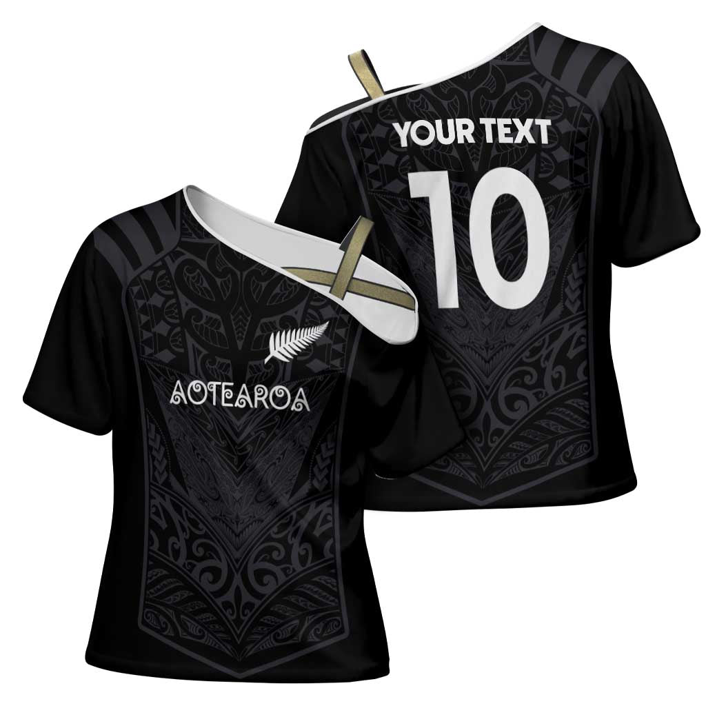 Custom Aotearoa Rugby Cross Shoulder Shirt The Blacks-Sporty T90 Style - Aussie Hoodie