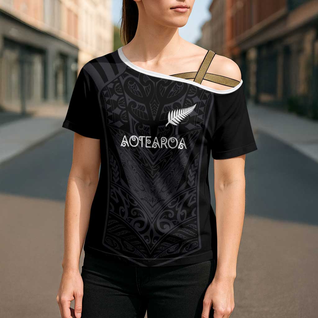 Custom Aotearoa Rugby Cross Shoulder Shirt The Blacks-Sporty T90 Style - Aussie Hoodie