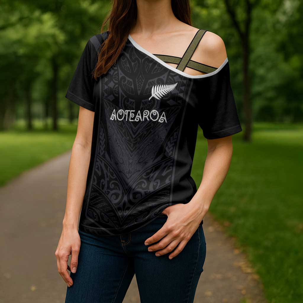 Custom Aotearoa Rugby Cross Shoulder Shirt The Blacks-Sporty T90 Style - Aussie Hoodie