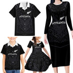 Custom Aotearoa Rugby Family Matching Long Sleeve Bodycon Dress and Hawaiian Shirt The Blacks-Sporty T90 Style - Aussie Hoodie