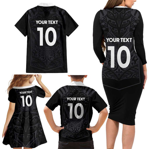 Custom Aotearoa Rugby Family Matching Long Sleeve Bodycon Dress and Hawaiian Shirt The Blacks-Sporty T90 Style - Aussie Hoodie