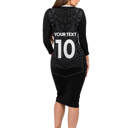 Custom Aotearoa Rugby Family Matching Long Sleeve Bodycon Dress and Hawaiian Shirt The Blacks-Sporty T90 Style - Aussie Hoodie
