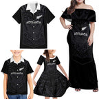 Custom Aotearoa Rugby Family Matching Off Shoulder Maxi Dress and Hawaiian Shirt The Blacks-Sporty T90 Style - Aussie Hoodie