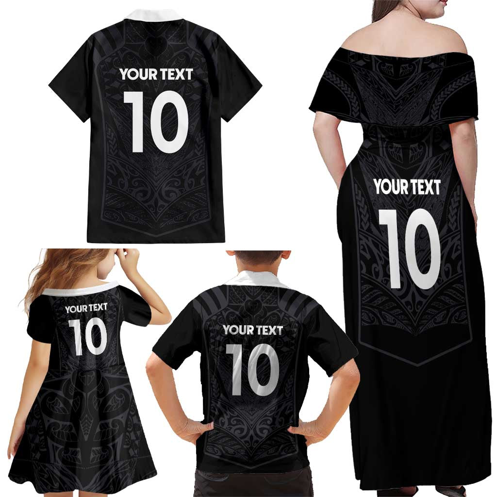 Custom Aotearoa Rugby Family Matching Off Shoulder Maxi Dress and Hawaiian Shirt The Blacks-Sporty T90 Style - Aussie Hoodie