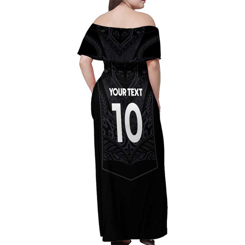 Custom Aotearoa Rugby Family Matching Off Shoulder Maxi Dress and Hawaiian Shirt The Blacks-Sporty T90 Style - Aussie Hoodie