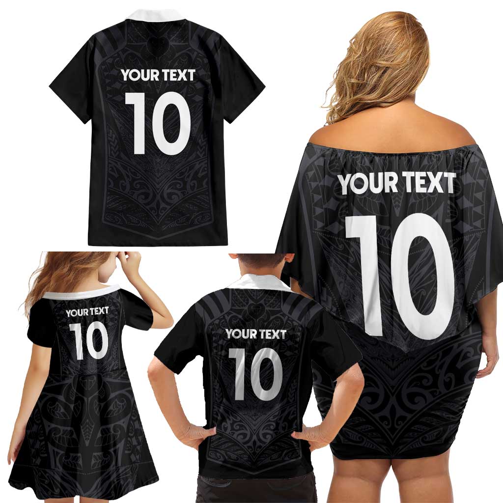 Custom Aotearoa Rugby Family Matching Off Shoulder Short Dress and Hawaiian Shirt The Blacks-Sporty T90 Style - Aussie Hoodie