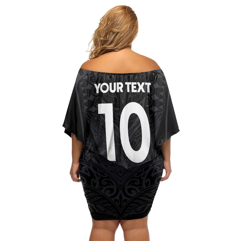Custom Aotearoa Rugby Family Matching Off Shoulder Short Dress and Hawaiian Shirt The Blacks-Sporty T90 Style - Aussie Hoodie