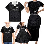 Custom Aotearoa Rugby Family Matching Short Sleeve Bodycon Dress and Hawaiian Shirt The Blacks-Sporty T90 Style - Aussie Hoodie