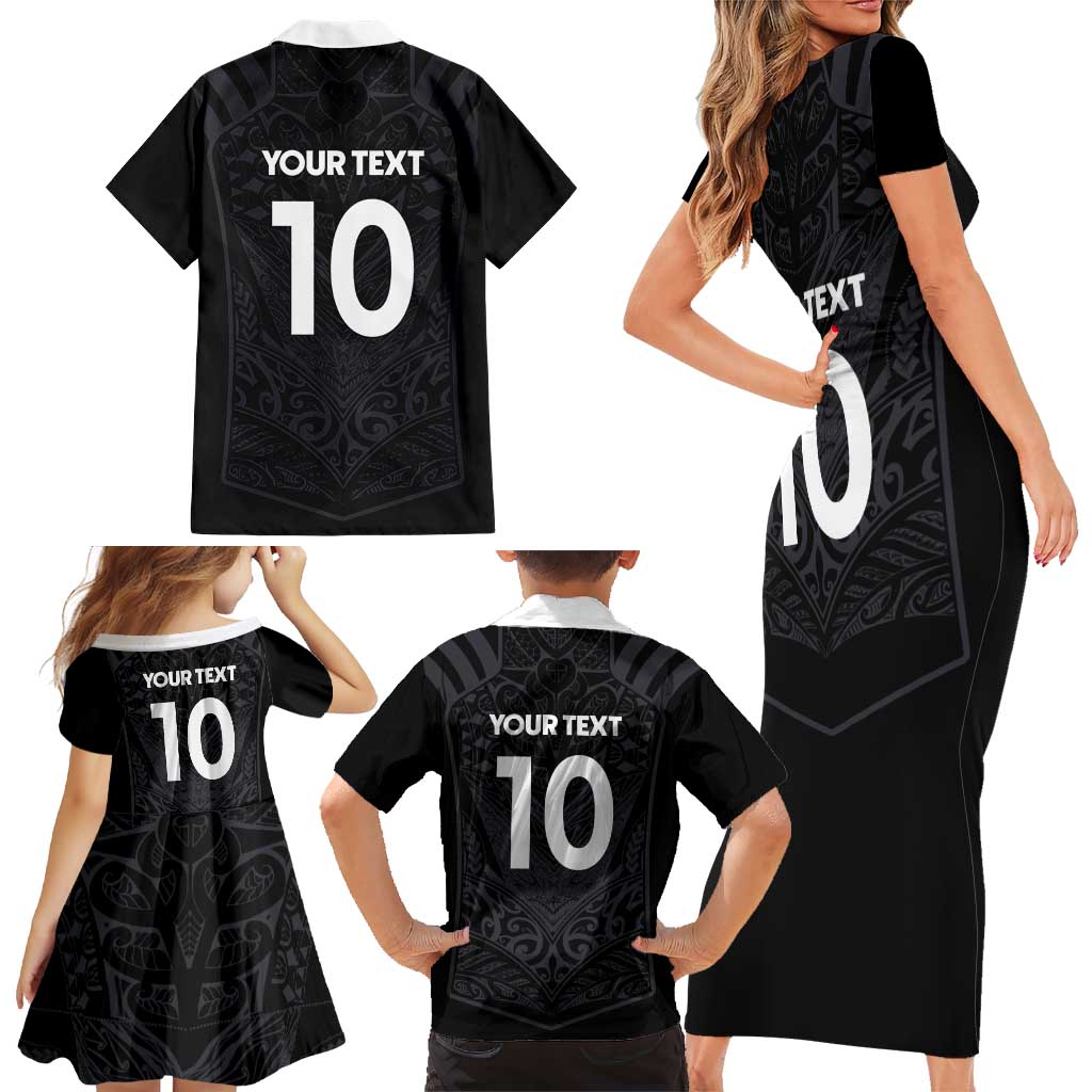 Custom Aotearoa Rugby Family Matching Short Sleeve Bodycon Dress and Hawaiian Shirt The Blacks-Sporty T90 Style - Aussie Hoodie