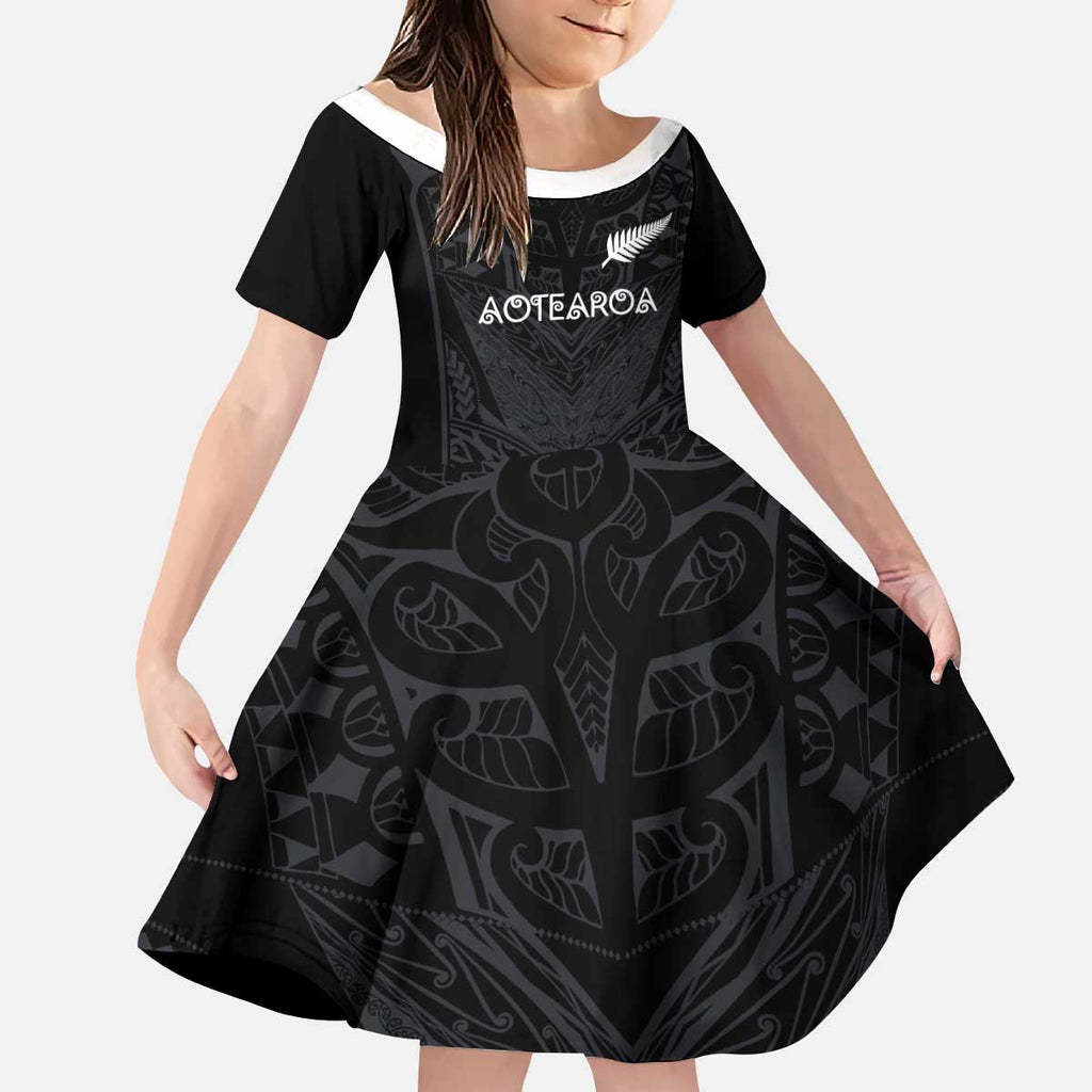 Custom Aotearoa Rugby Kid Short Sleeve Dress The Blacks-Sporty T90 Style - Aussie Hoodie