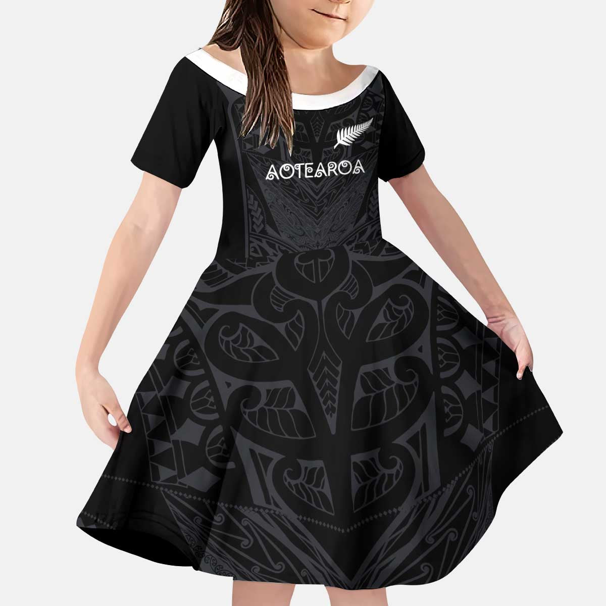 Custom Aotearoa Rugby Kid Short Sleeve Dress The Blacks-Sporty T90 Style - Aussie Hoodie