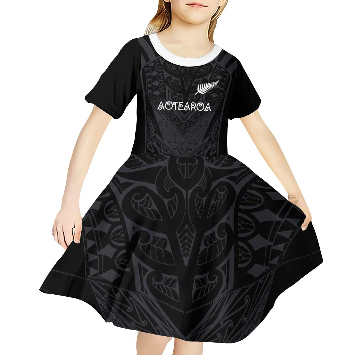 Custom Aotearoa Rugby Kid Short Sleeve Dress The Blacks-Sporty T90 Style - Aussie Hoodie