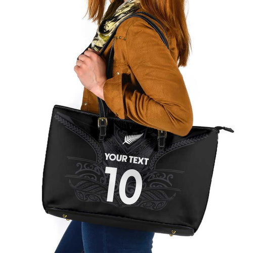 Custom Aotearoa Rugby Leather Tote Bag The Blacks-Sporty T90 Style - Aussie Hoodie