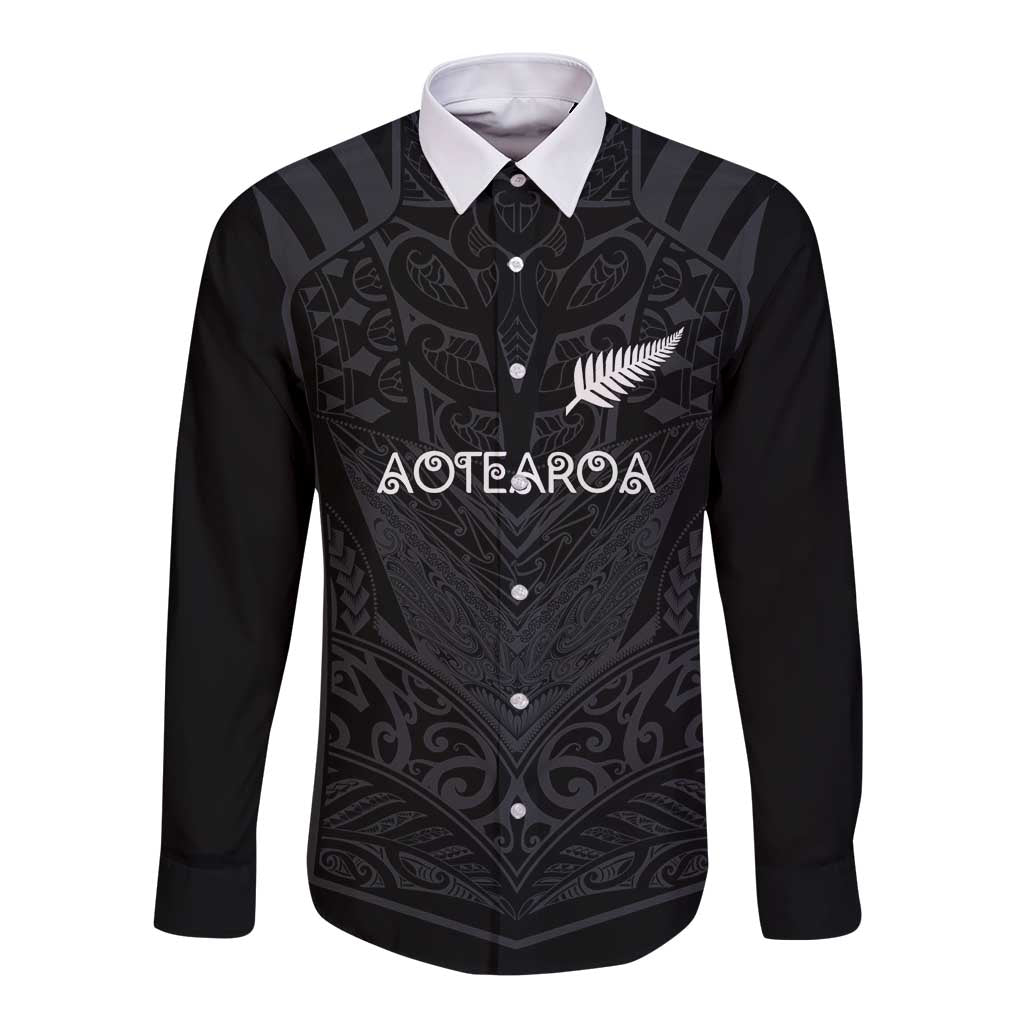 Custom Aotearoa Rugby Long Sleeve Button Shirt The Blacks-Sporty T90 Style - Aussie Hoodie