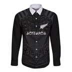 Custom Aotearoa Rugby Long Sleeve Button Shirt The Blacks-Sporty T90 Style - Aussie Hoodie