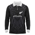 Custom Aotearoa Rugby Long Sleeve Polo Shirt The Blacks-Sporty T90 Style - Aussie Hoodie