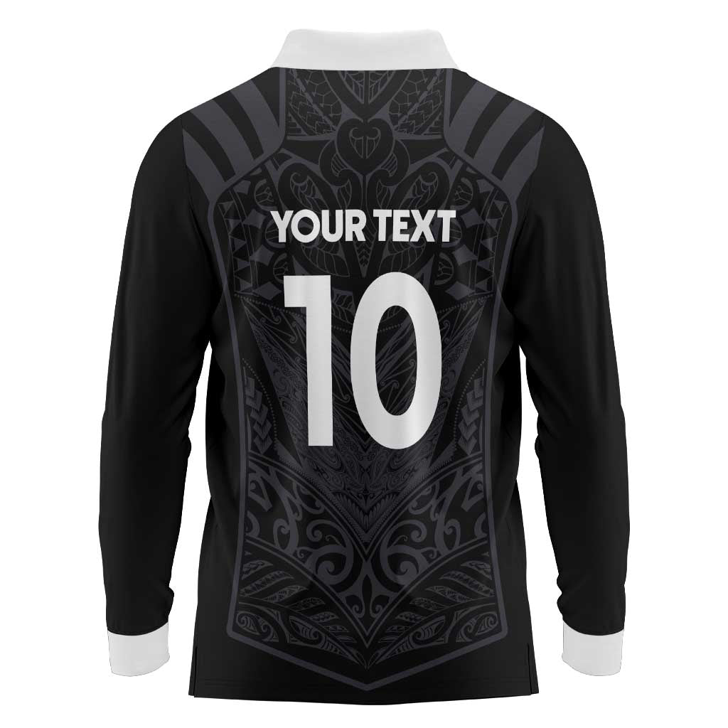 Custom Aotearoa Rugby Long Sleeve Polo Shirt The Blacks-Sporty T90 Style - Aussie Hoodie