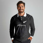 Custom Aotearoa Rugby Long Sleeve Polo Shirt The Blacks-Sporty T90 Style - Aussie Hoodie
