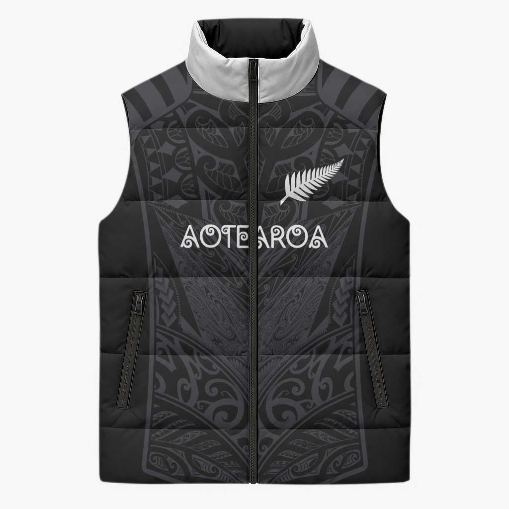 Custom Aotearoa Rugby Sleeveless Puffer Jacket The Blacks-Sporty T90 Style - Aussie Hoodie