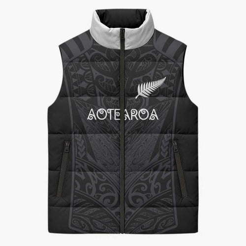 Custom Aotearoa Rugby Sleeveless Puffer Jacket The Blacks-Sporty T90 Style - Aussie Hoodie