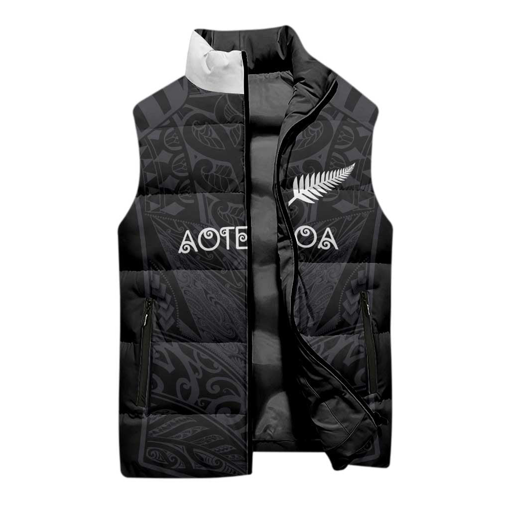 Custom Aotearoa Rugby Sleeveless Puffer Jacket The Blacks-Sporty T90 Style - Aussie Hoodie