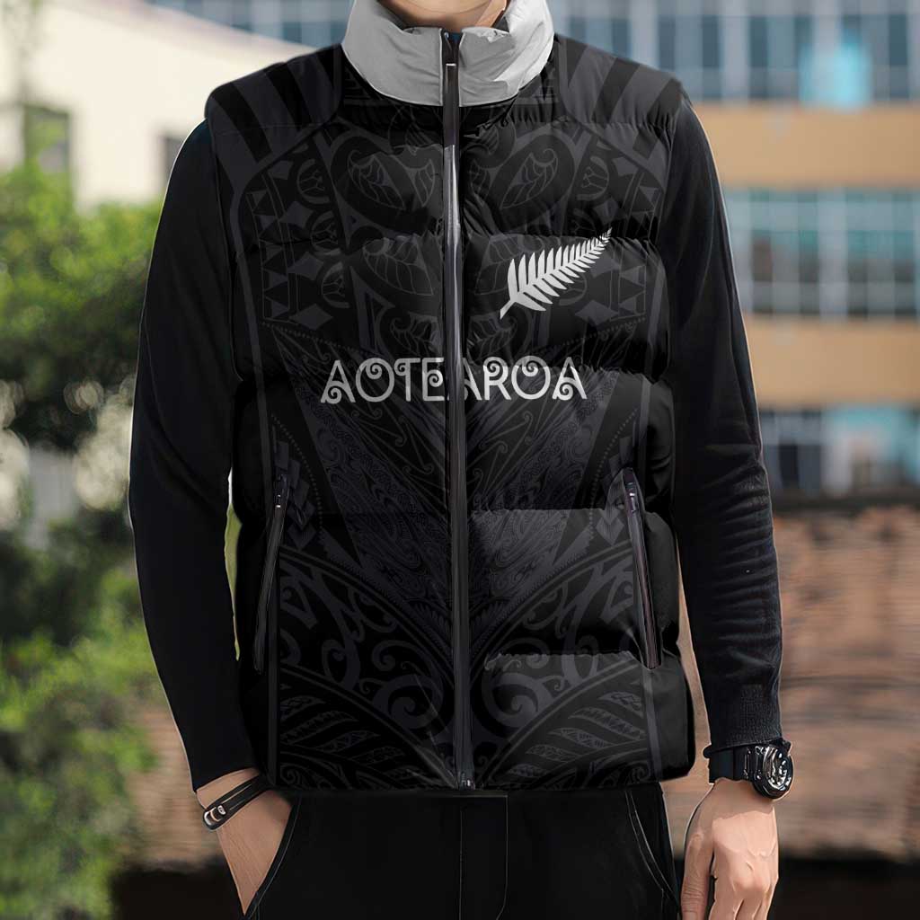 Custom Aotearoa Rugby Sleeveless Puffer Jacket The Blacks-Sporty T90 Style - Aussie Hoodie