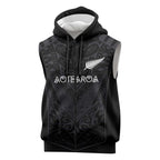 Custom Aotearoa Rugby Sleeveless Zip Hoodie The Blacks-Sporty T90 Style - Aussie Hoodie