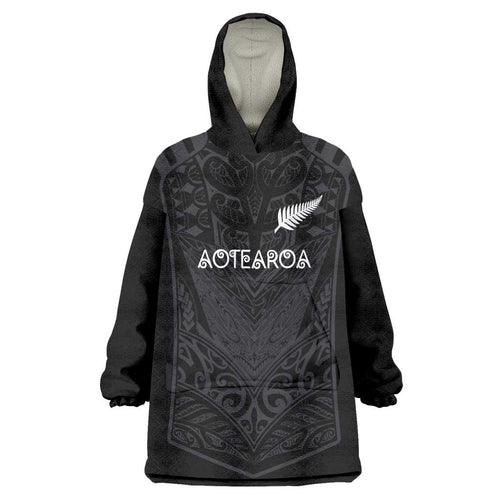 Custom Aotearoa Rugby Wearable Blanket Hoodie The Blacks-Sporty T90 Style - Aussie Hoodie
