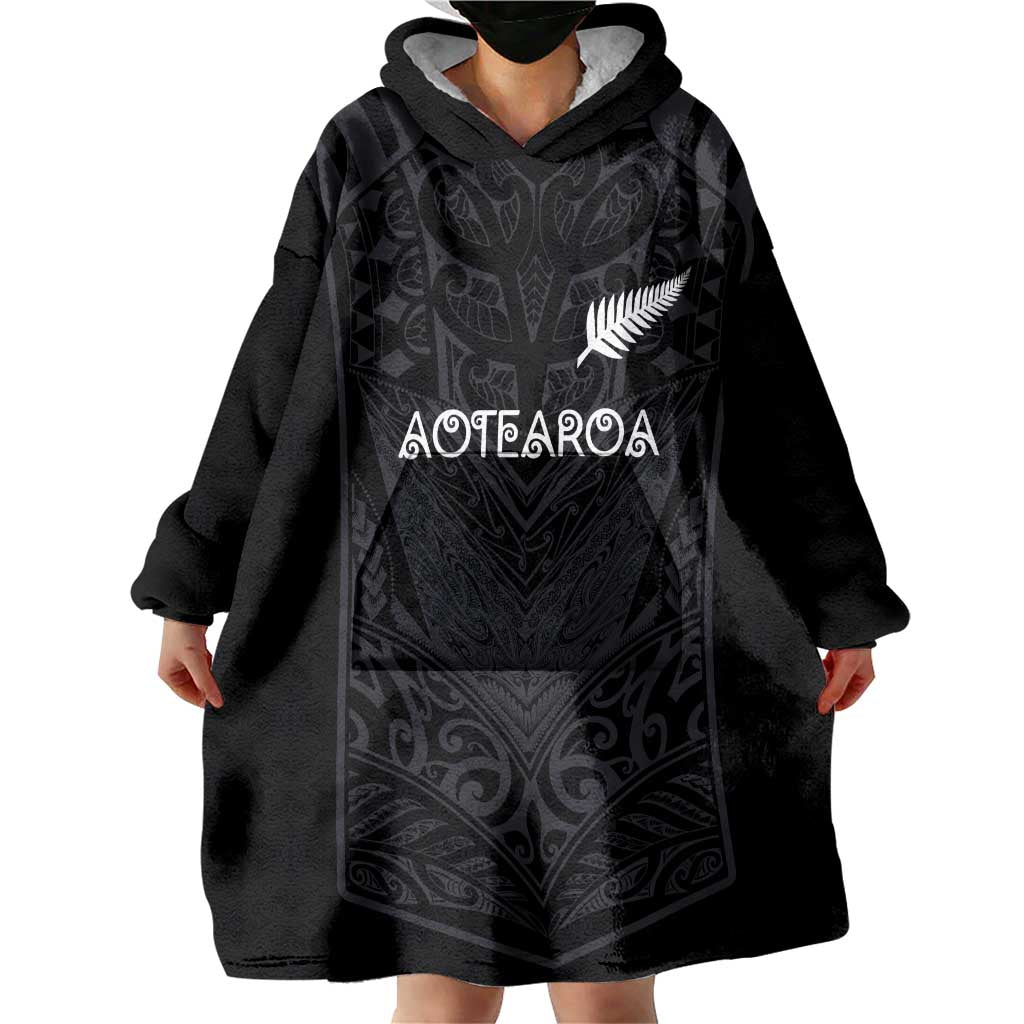 Custom Aotearoa Rugby Wearable Blanket Hoodie The Blacks-Sporty T90 Style - Aussie Hoodie