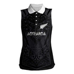 Custom Aotearoa Rugby Women Sleeveless Polo Shirt The Blacks-Sporty T90 Style - Aussie Hoodie