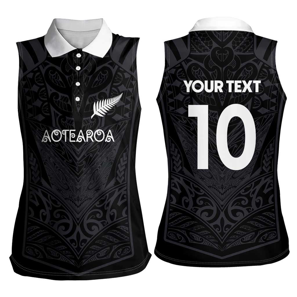 Custom Aotearoa Rugby Women Sleeveless Polo Shirt The Blacks-Sporty T90 Style - Aussie Hoodie