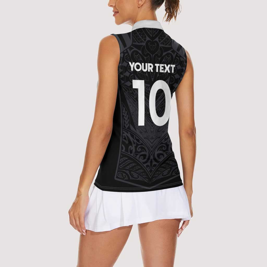 Custom Aotearoa Rugby Women Sleeveless Polo Shirt The Blacks-Sporty T90 Style - Aussie Hoodie