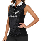 Custom Aotearoa Rugby Women Sleeveless Polo Shirt The Blacks-Sporty T90 Style - Aussie Hoodie
